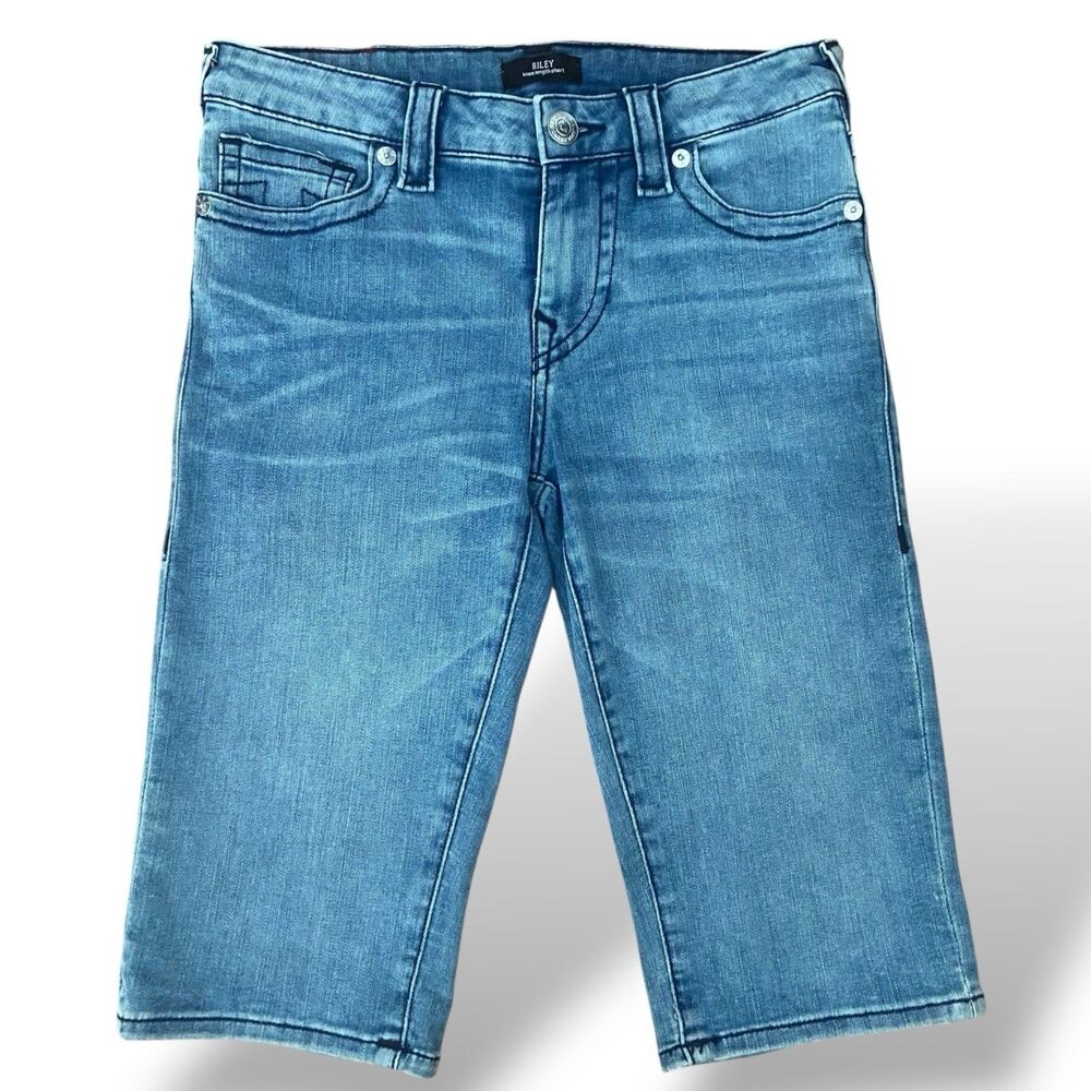 True Religion Riley Knee Length Shorts Stretch Denim Jean Shorts Women's Size 27